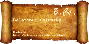 Balatonyi Csinszka névjegykártya